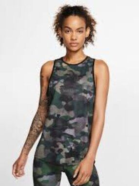 Nike Green Dri-Fit Camo Tank Top  - Size Medium